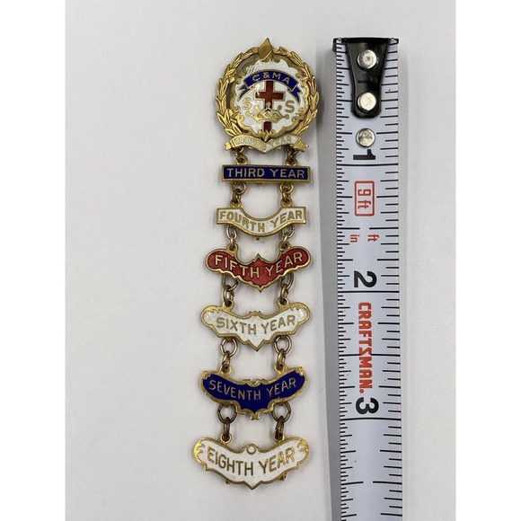 Vintage C&MA 8 Year Attendance Pins Little Cross and Crown 1/20 10k Gold Filled - Picture 5 of 10